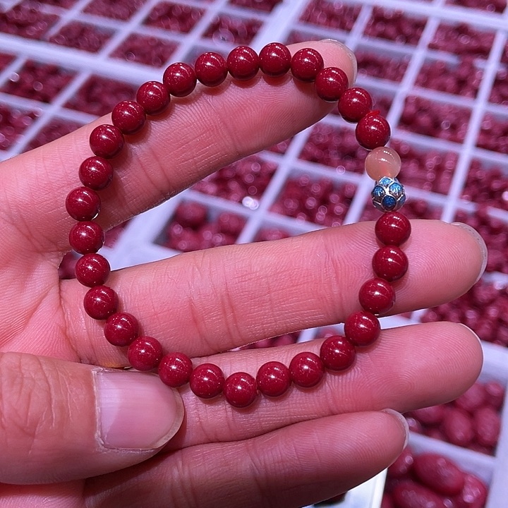 天然辰砂紫金砂莲花手链