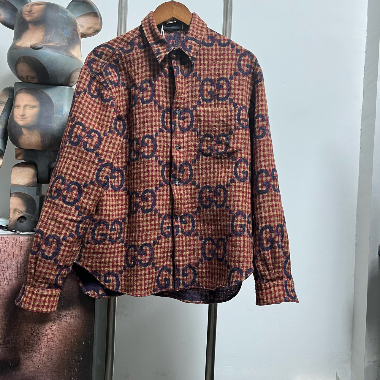 Gucci古驰羊毛满印衬衫 L0607 尺码：46 衣长70 胸围55 新旧：99新