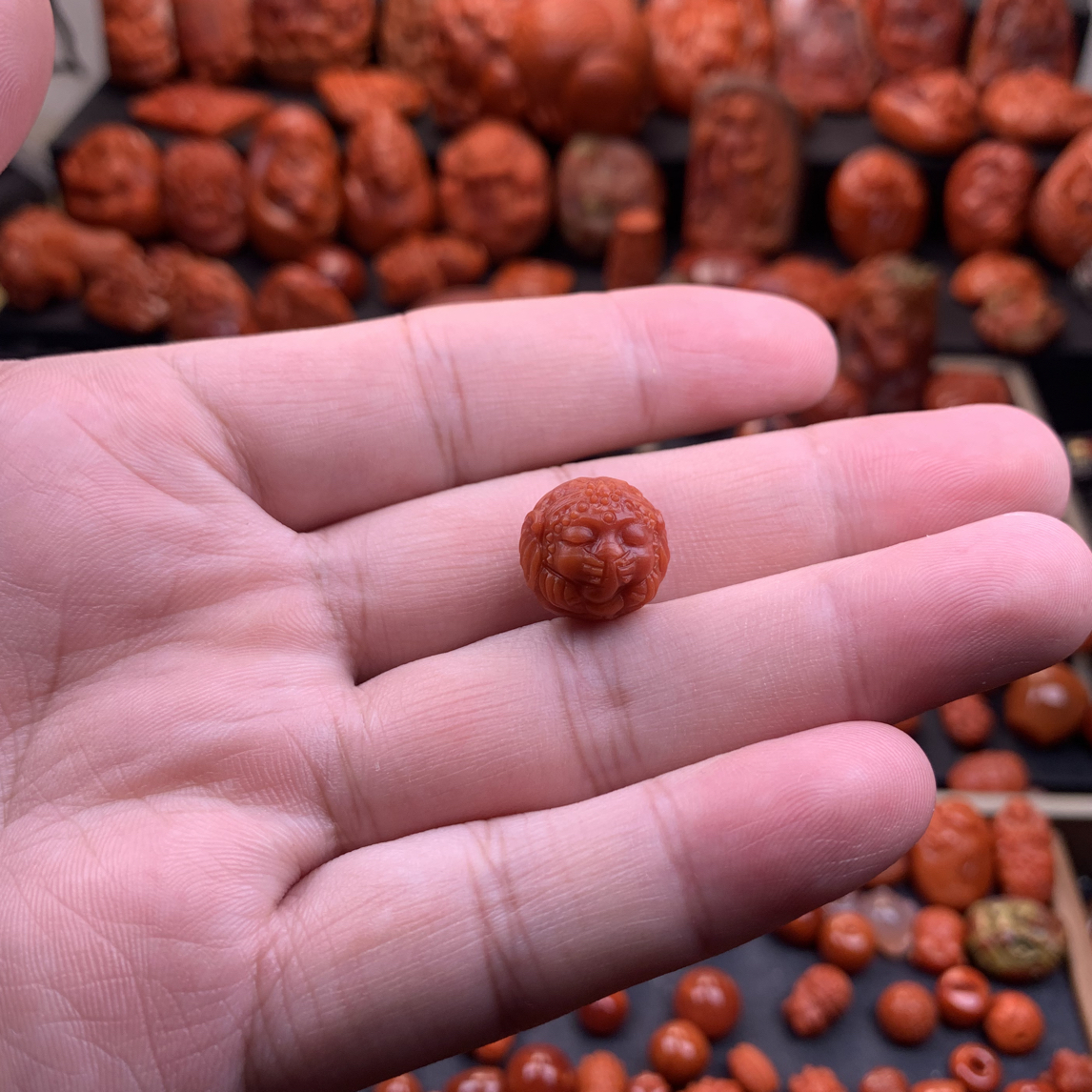 南红保山精工象神圆珠14.5mm