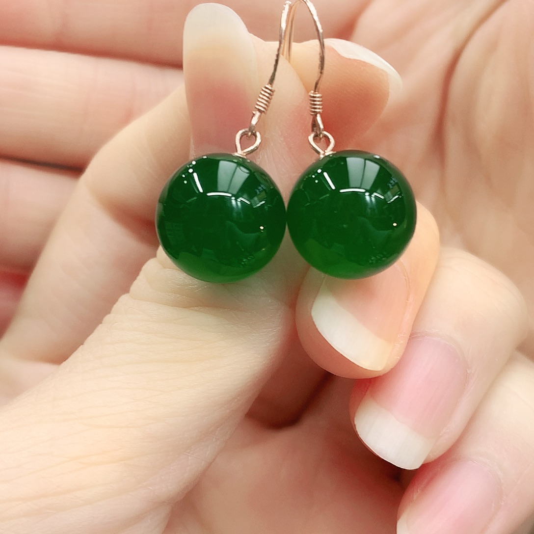 银S925镶嵌耳坠玛瑙/玉髓