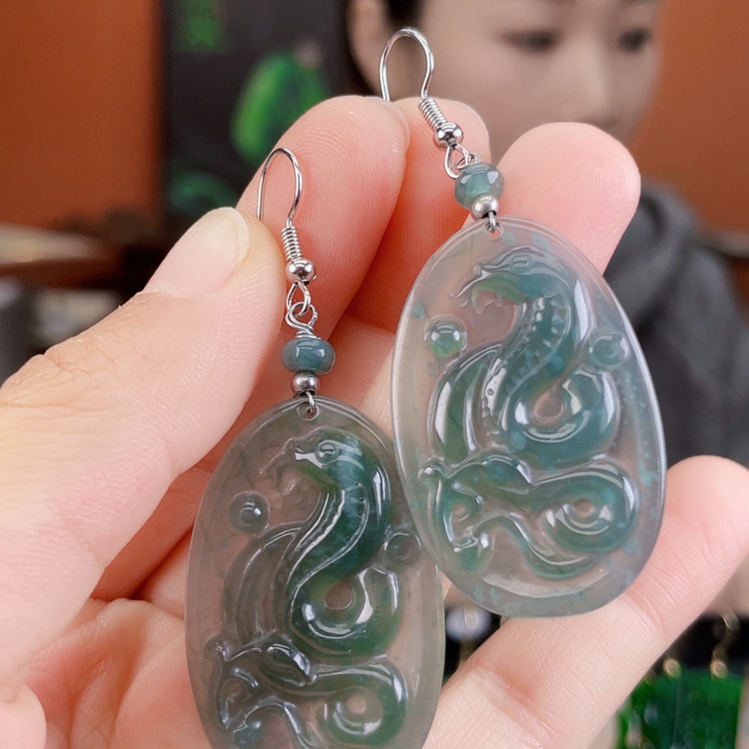 翡翠未镶嵌耳饰饰品