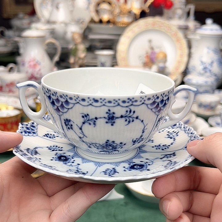 瓷片哥本哈根蕾丝双耳碗