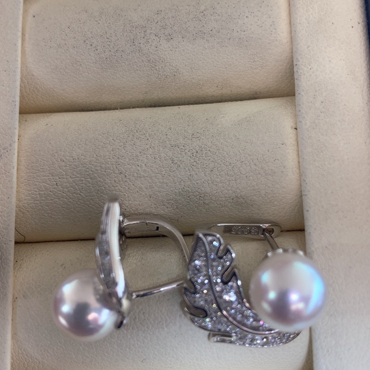银S925镶嵌耳饰海水珍珠