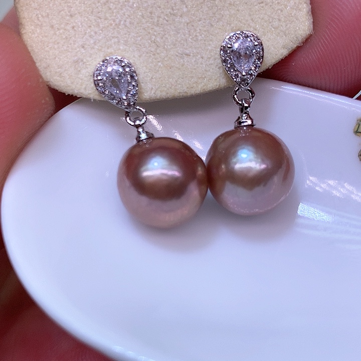 银S925镶嵌耳饰淡水珍珠