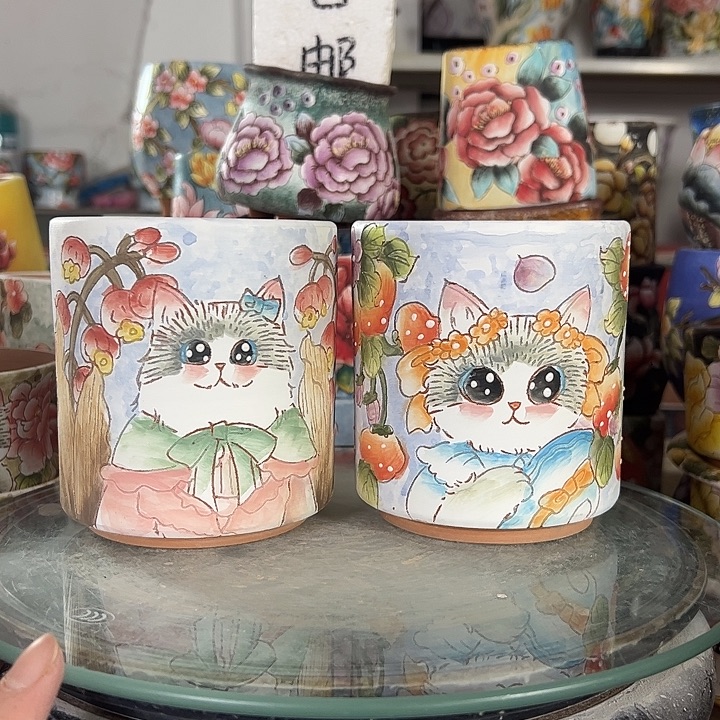 满38包邮 景德镇幸运花盆