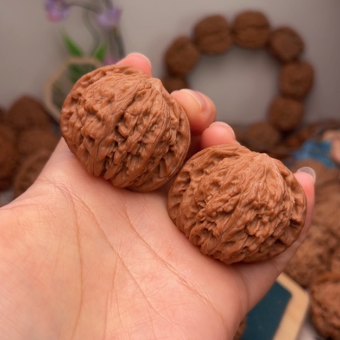 吊坠文玩核桃42全品红皮磨盘