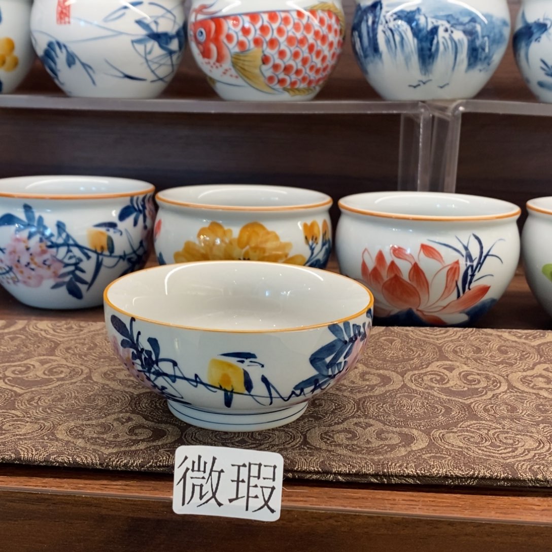 釉下彩老陶泥手工绘制