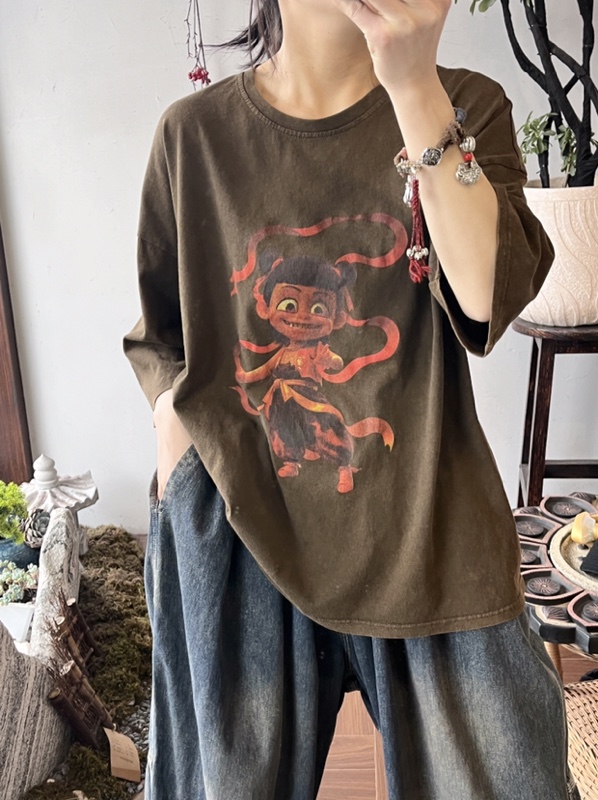 785短袖中长款印花春夏宽松情侣T恤半袖国潮