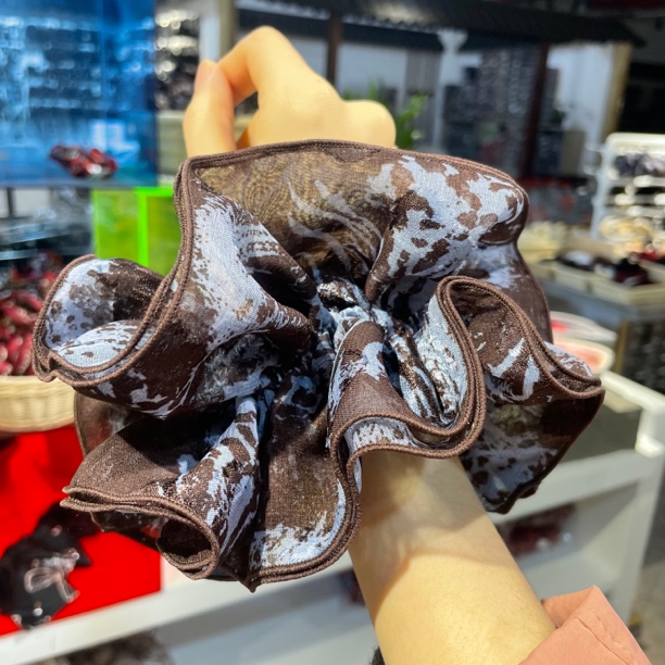 Y08蓝咖晕染水墨系列轻薄发量少适用大气发圈发饰轻奢百搭