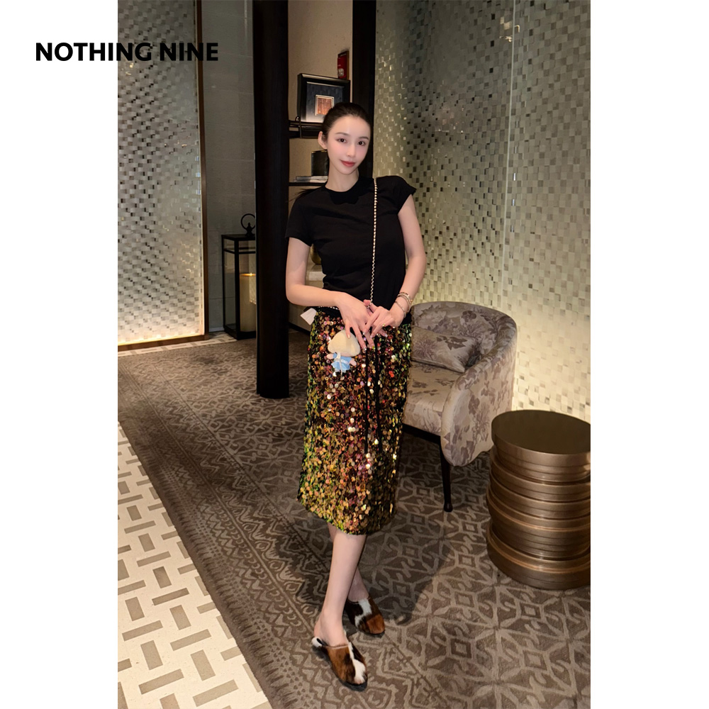 NOTHING NINE流光之息 重工亮片半裙