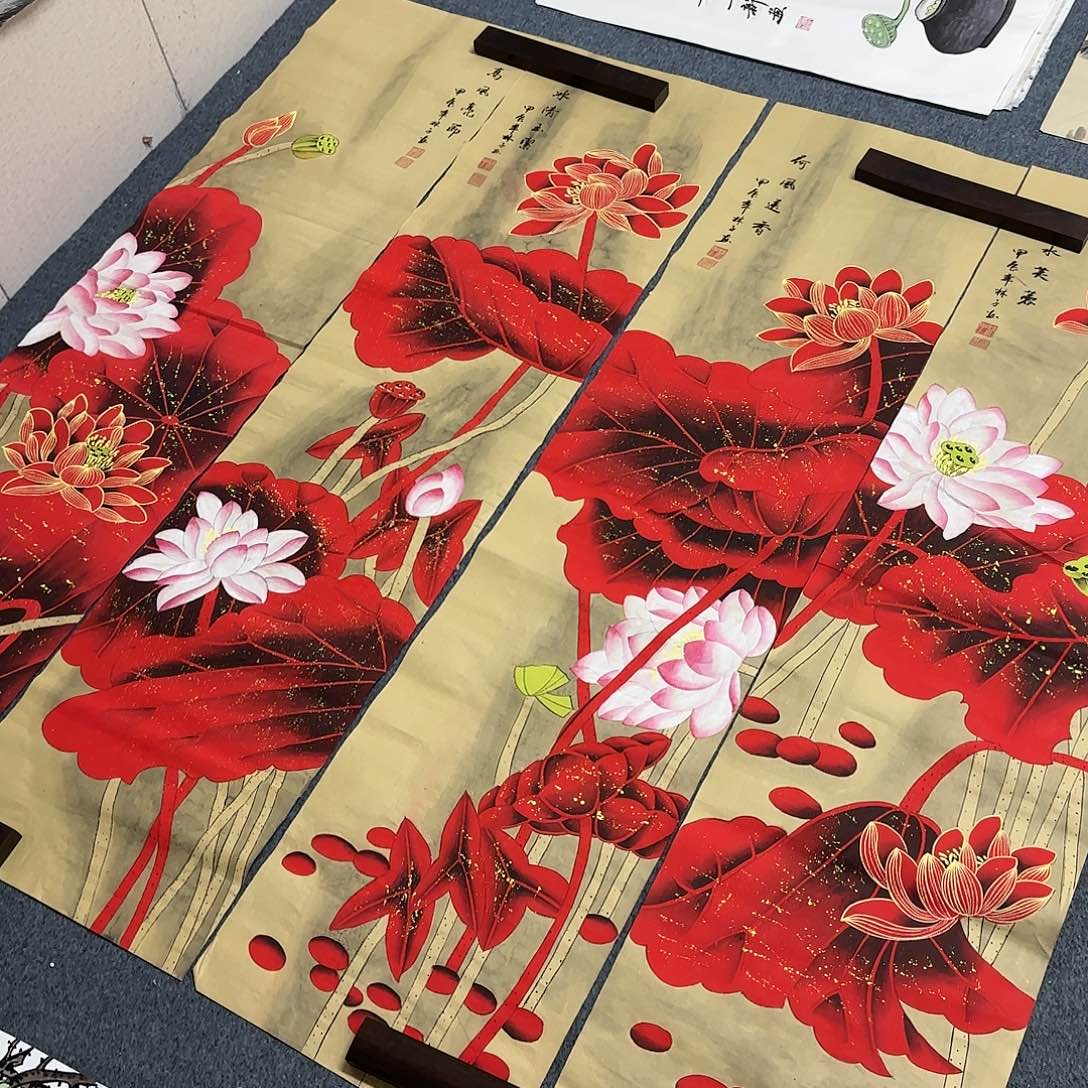 国画尺寸35X140手绘作品