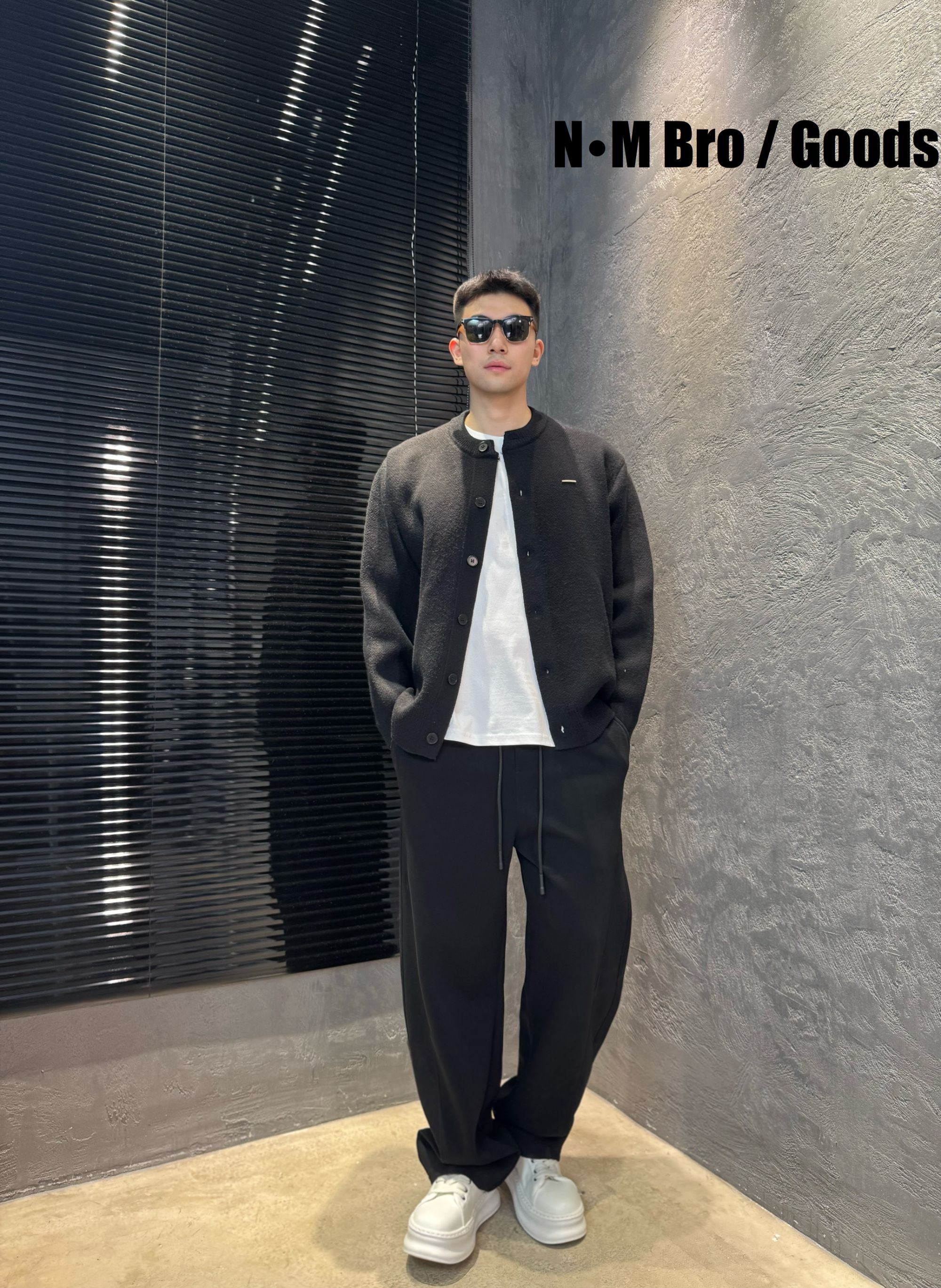 N·M Bro/早秋新品男士简约长袖开衫钮扣结毛衣外套宽松圆领百搭