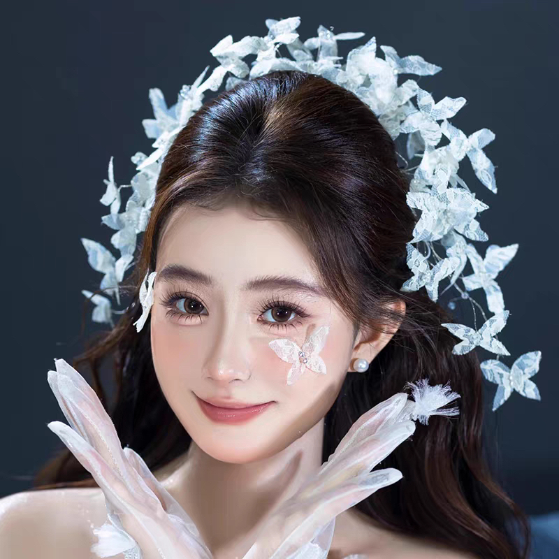 新娘头饰白色婚礼气质时尚流苏甜美网红大气