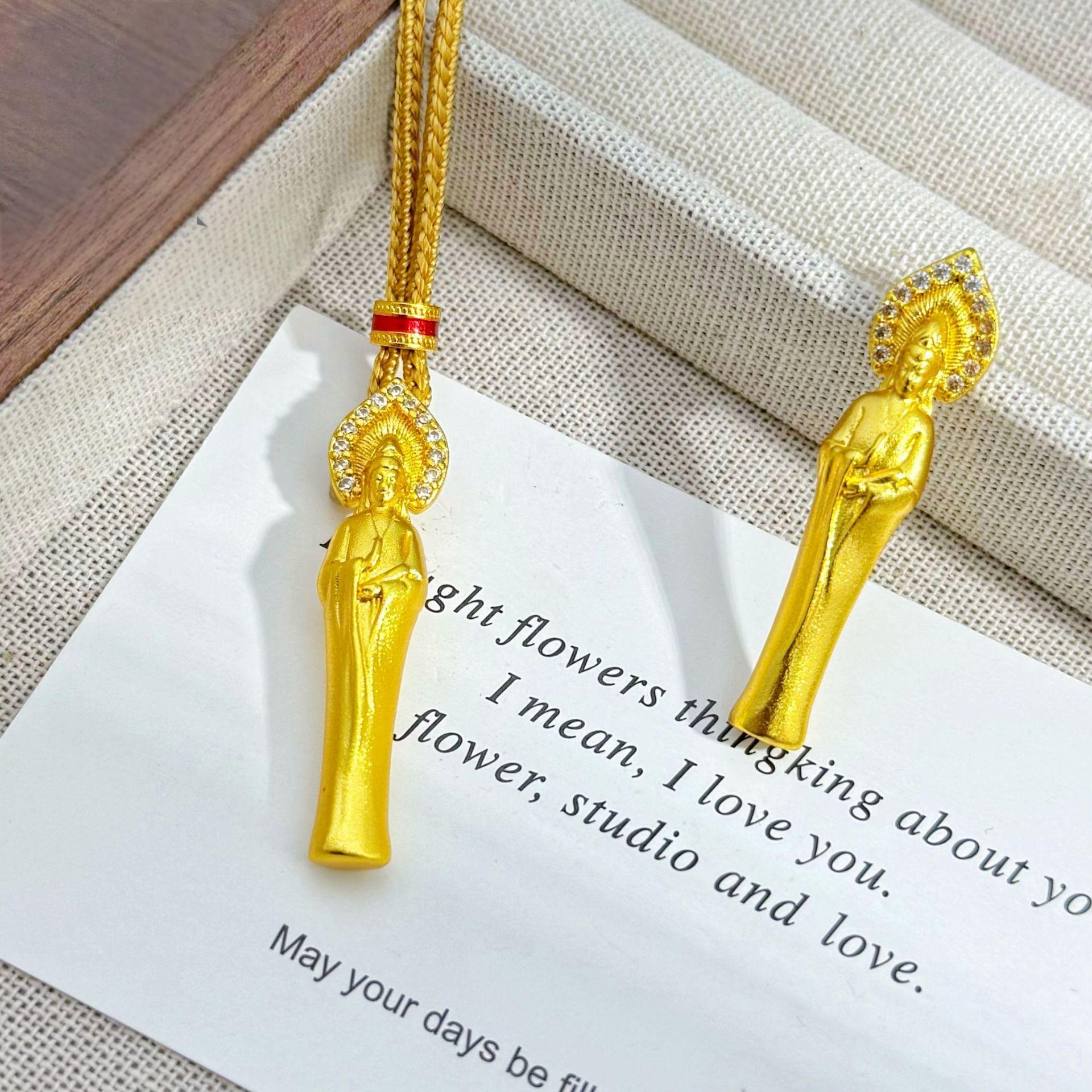 铜合金吊坠 素衣观音吊坠  新中式高级感镶嵌素款时尚精美轻奢