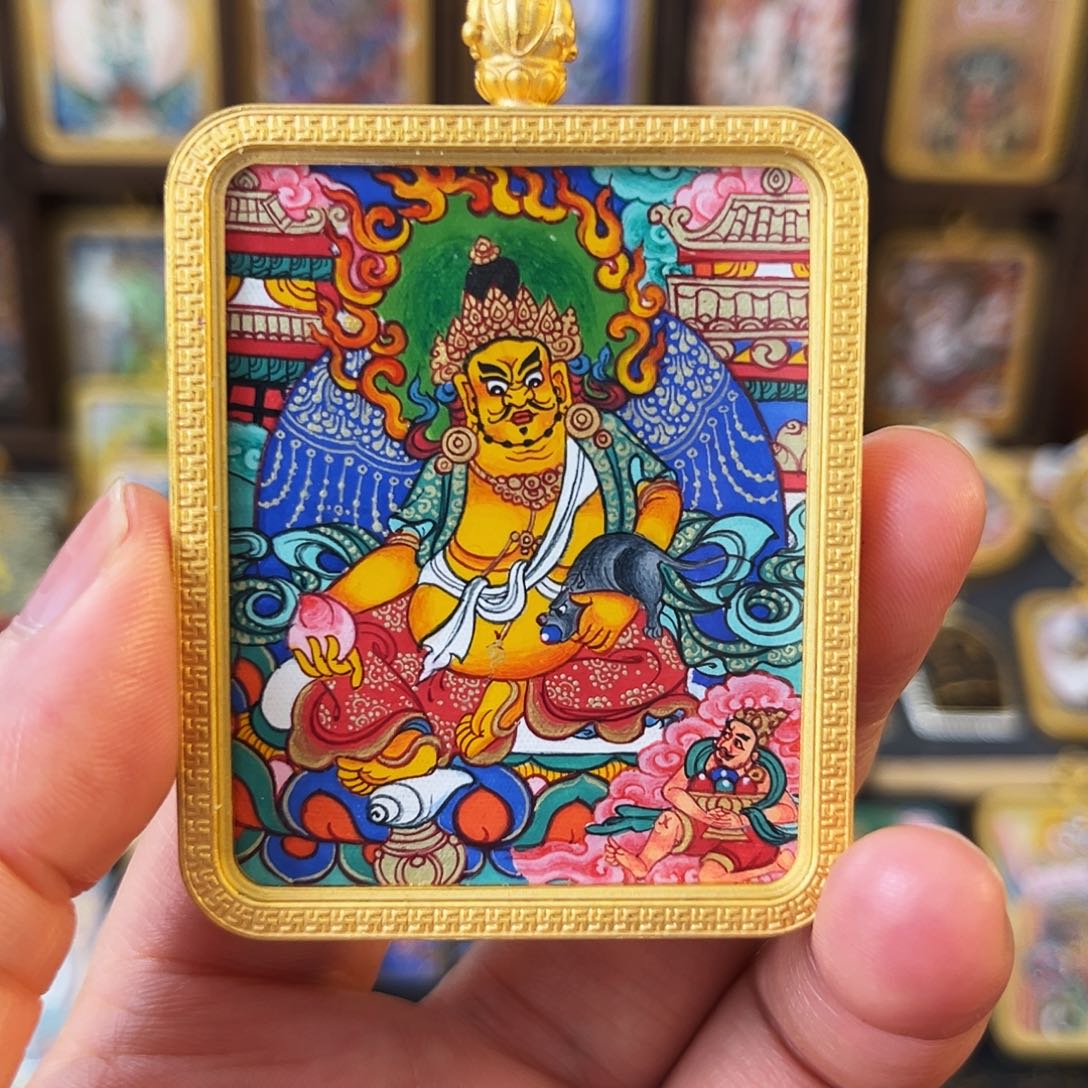 装裱画热贡手绘黄老爷，