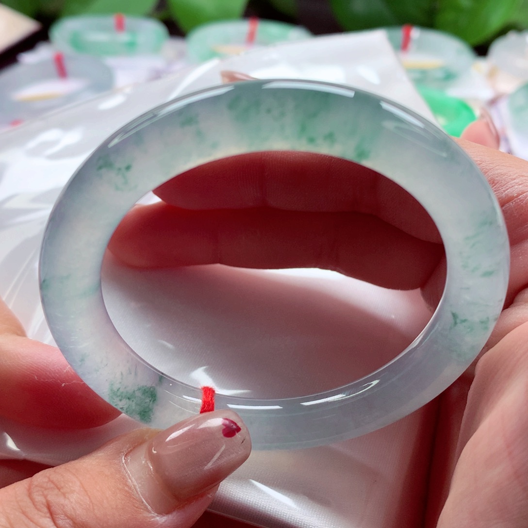 翡翠手镯（圆镯）未镶嵌师妹52.8蓝钢飘花（7号）