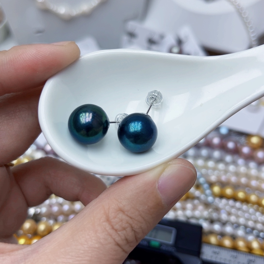 淡水珍珠耳饰银S925镶嵌