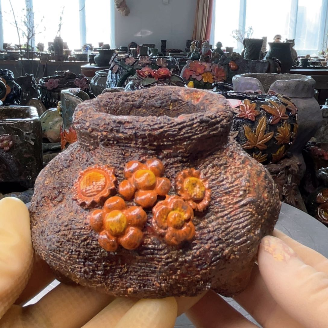 红陶口4高7.5粗砂陶瓷花盆