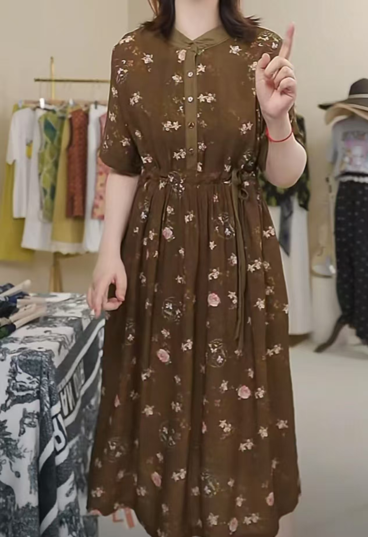 新款30152色织提花长绒棉复古连衣裙子2025夏季