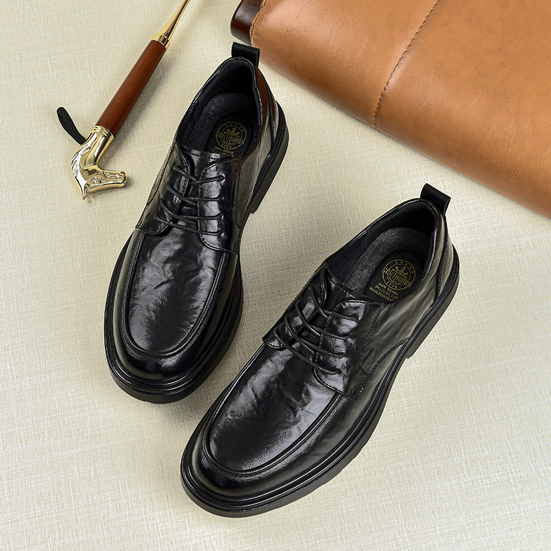5612皮鞋男新款休闲鞋男士商务时尚英伦风圆头百搭耐磨软底系带鞋