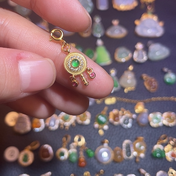 翡翠银S925镶嵌吊坠(不含链)天然翡翠