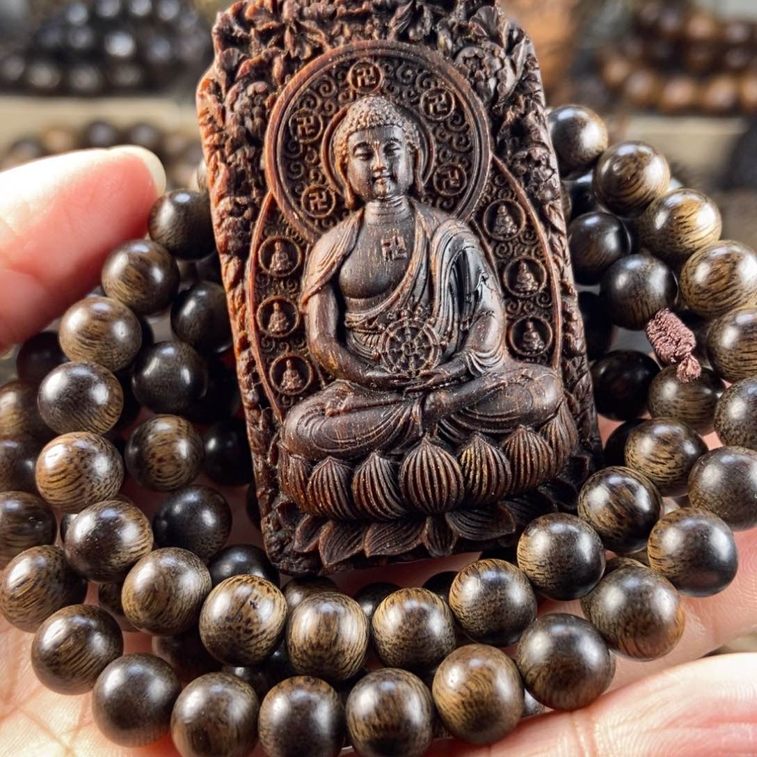 沉香手串爱****叔越南芽庄白棋楠十沉香木吊坠