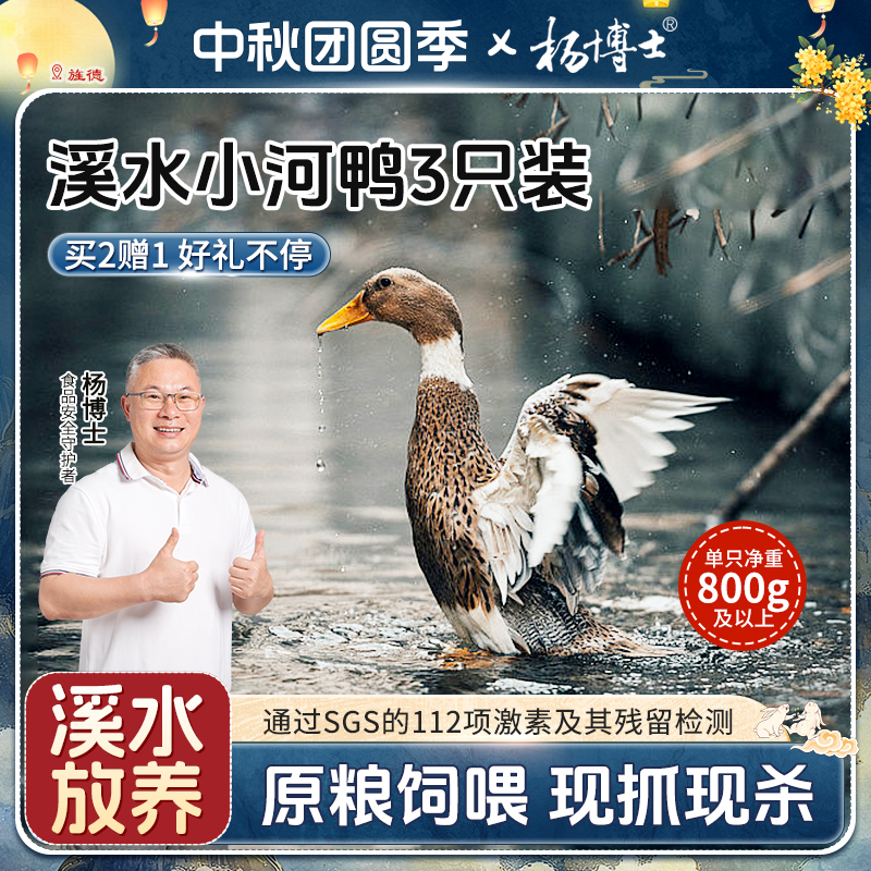 【买2送1-溪水小河鸭】杨博士溪水放养正宗土鸭子散养老鸭新鲜现杀