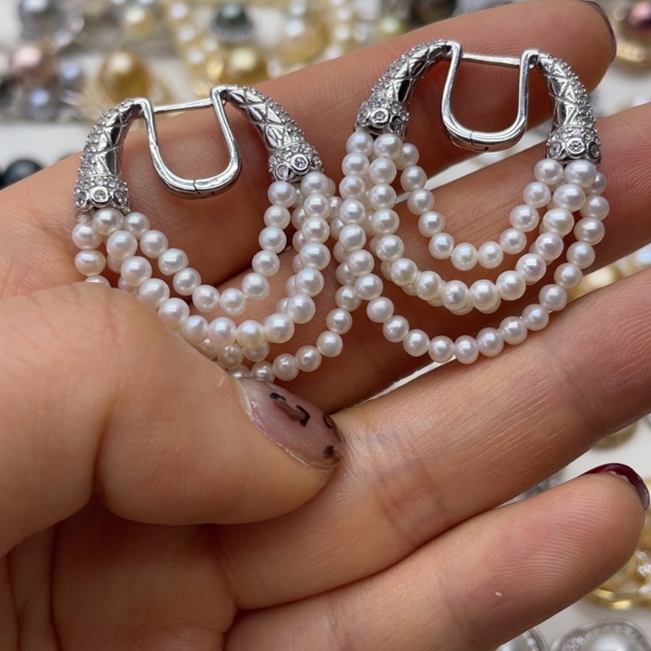 淡水珍珠耳饰银S925镶嵌