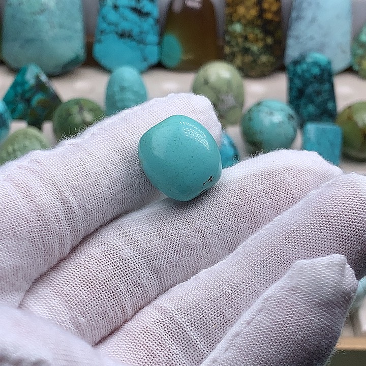 绿松石未镶嵌珠宝奇石直径16精品扁珠