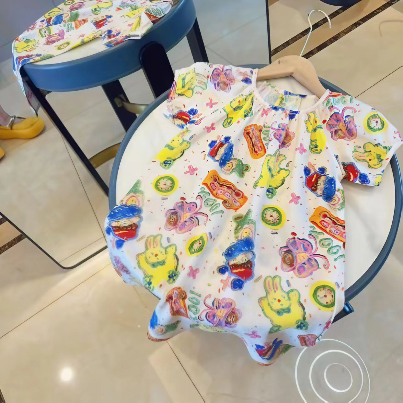 搞怪小熊  女童夏日中长款连衣裙俏皮童真短袖圆领设计舒适又可爱
