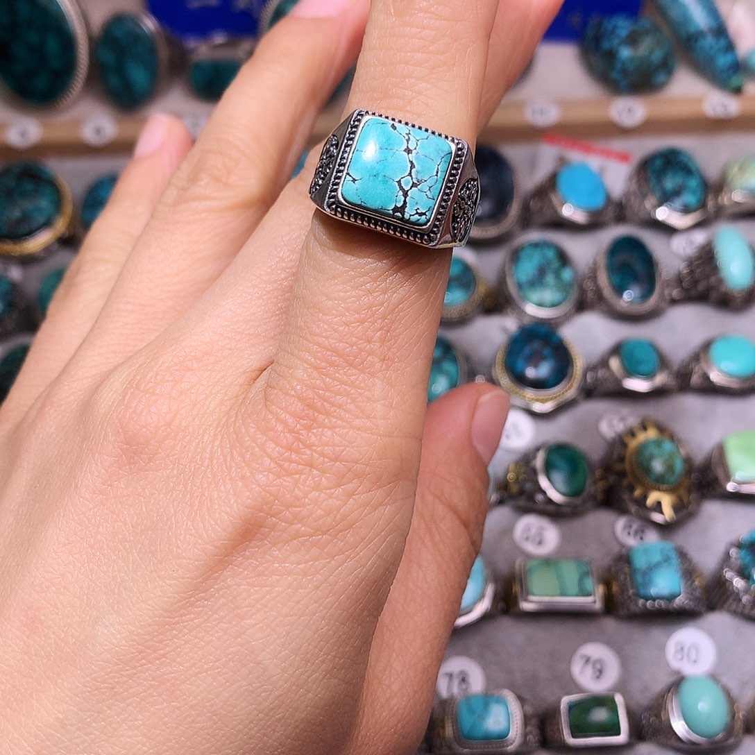 绿松石挂件银S925镶嵌