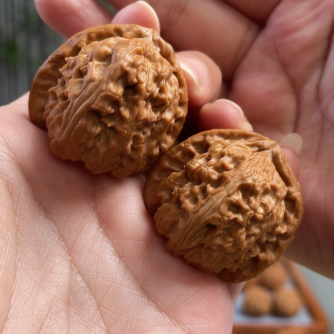 桃核把件37×39尺全品山地三角白CN01355已打底