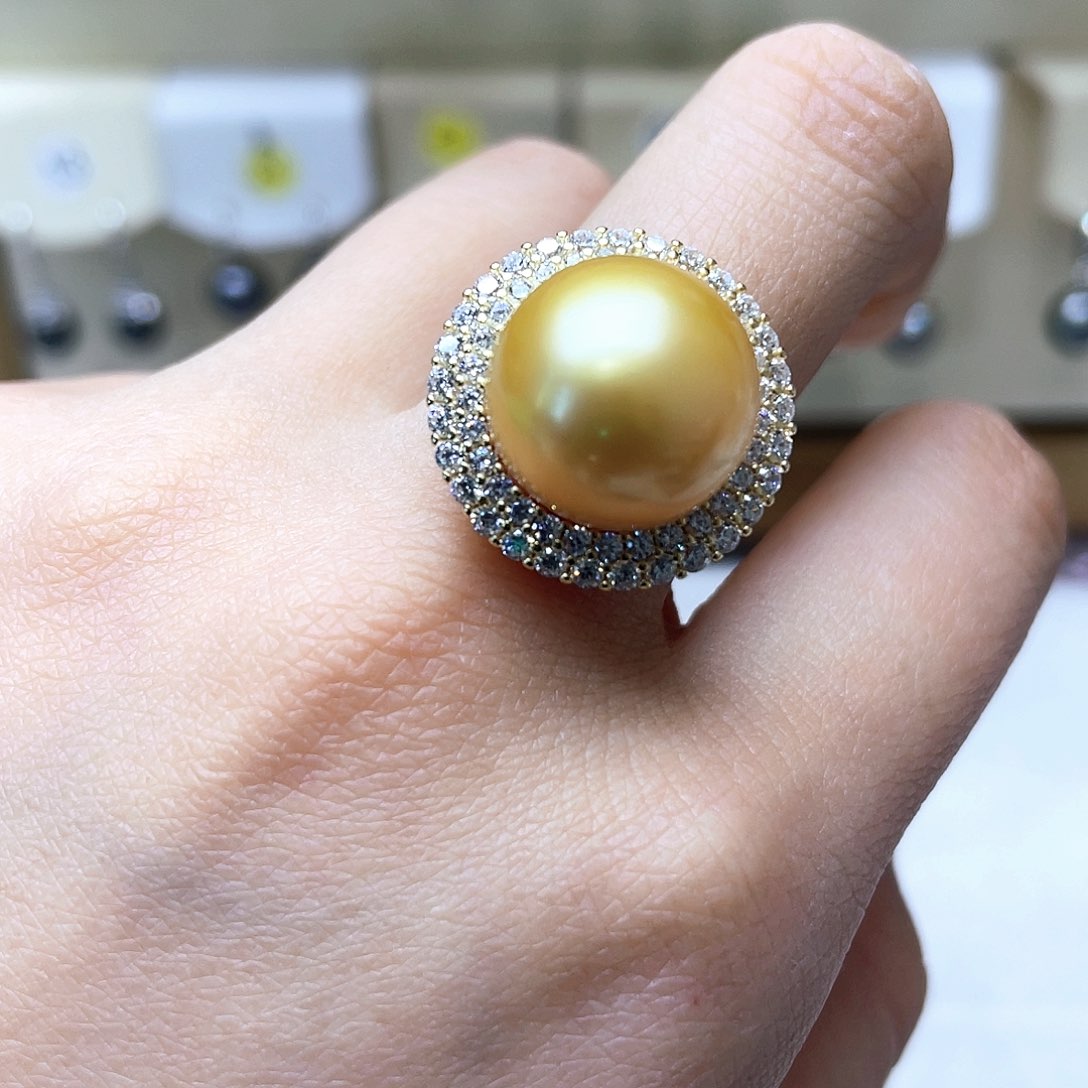 海水珍珠戒指银S925镶嵌