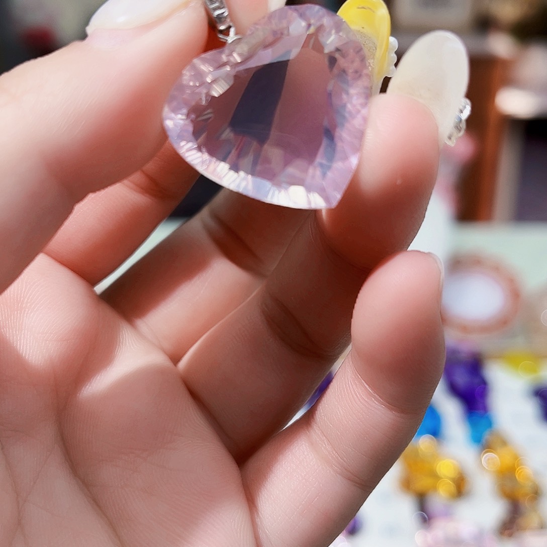 水晶吊坠银S925镶嵌天然