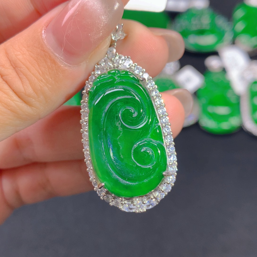 翡翠颈饰银S925镶嵌111111111111