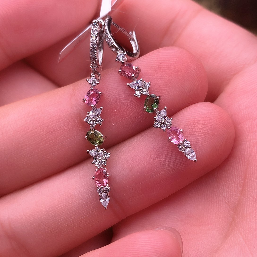 碧玺耳饰银S925镶嵌0000