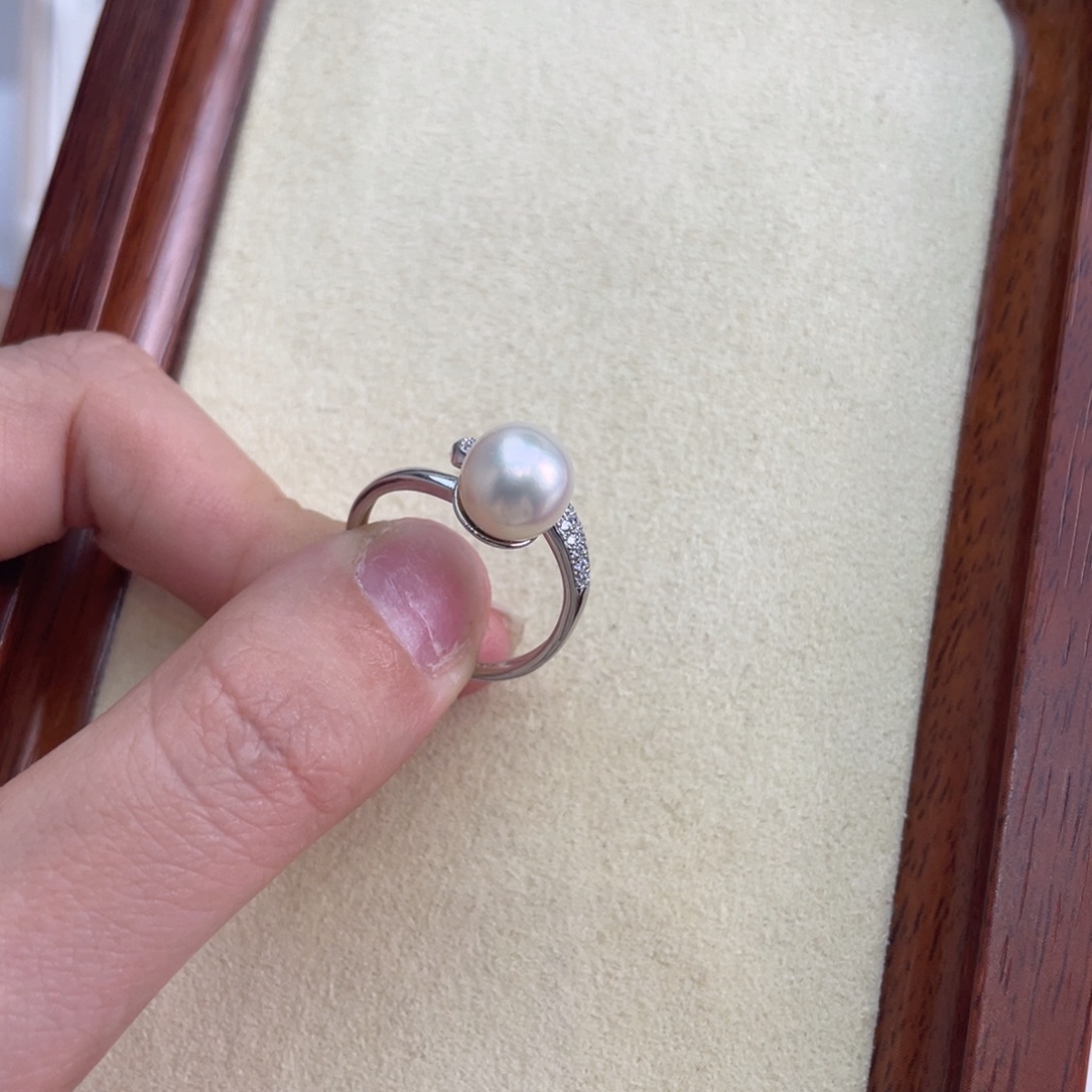 海水珍珠戒指银S925镶嵌