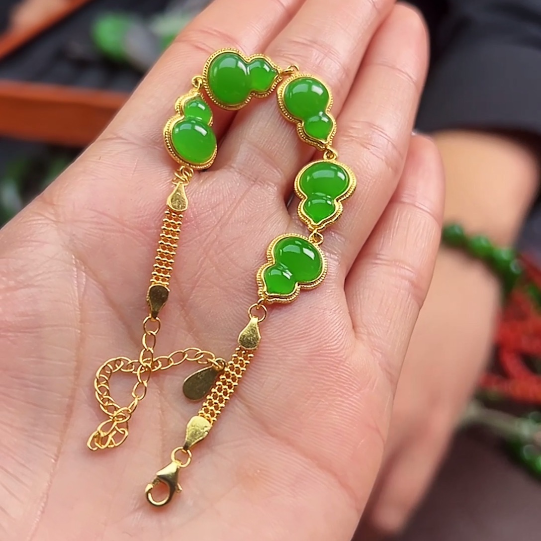 和田玉（碧玉）银S925镶嵌手链