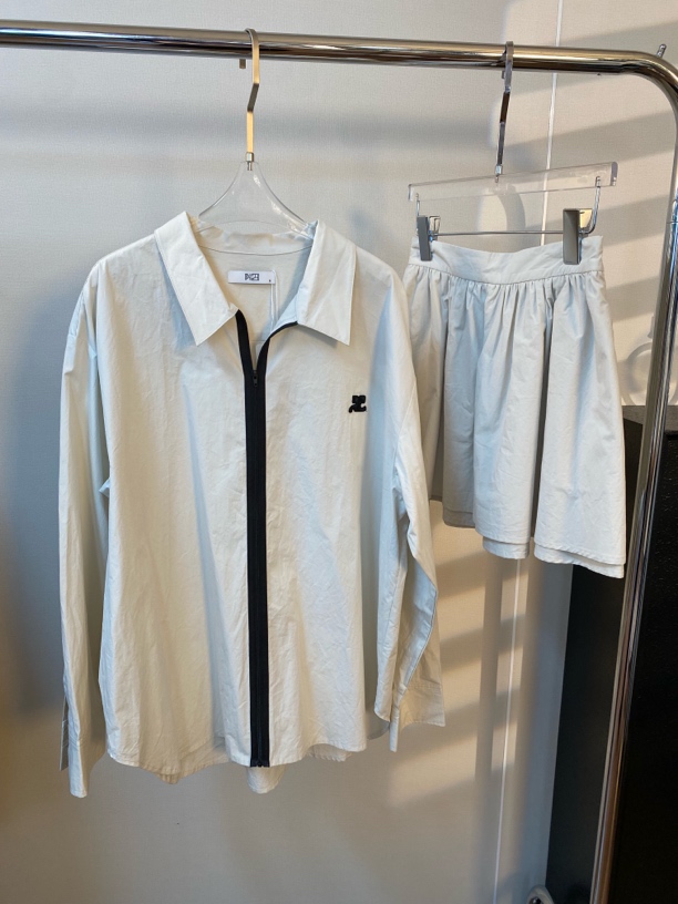 【JIA.1】学院风小袖标衬衫百褶裙套装2921519