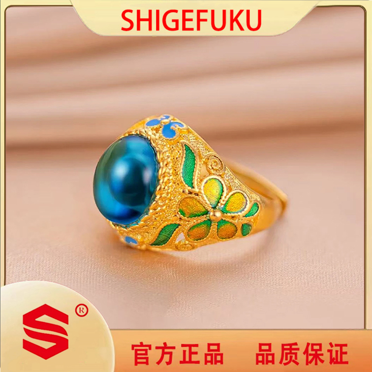 SHIGEFUKU/新中式清澈蓝蝶恋花戒指