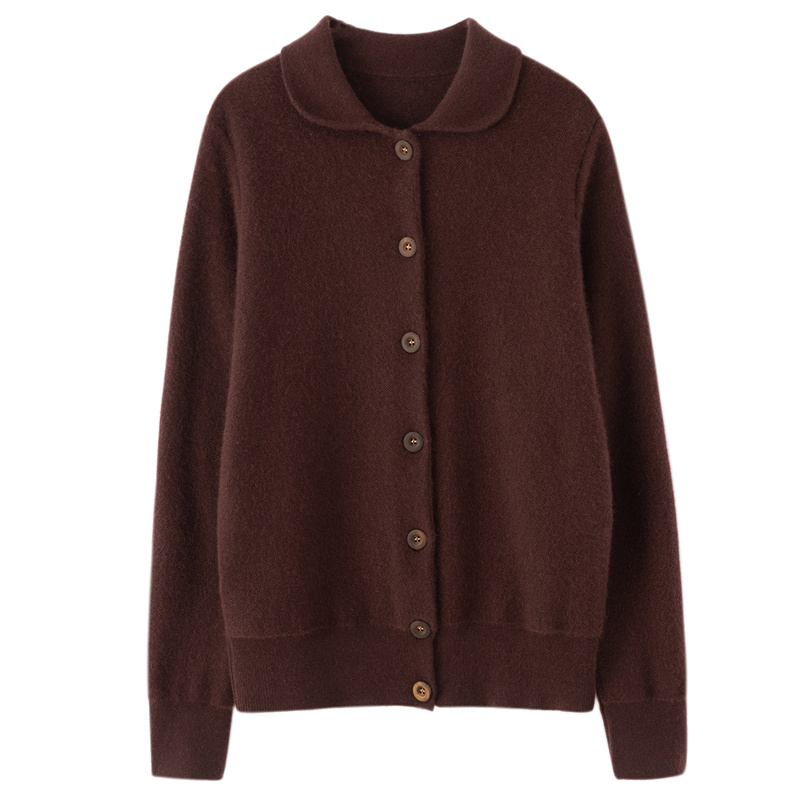 纯色百搭翻领羊绒开衫 100%纯羊绒开衫秋冬 柔软细腻纯羊绒