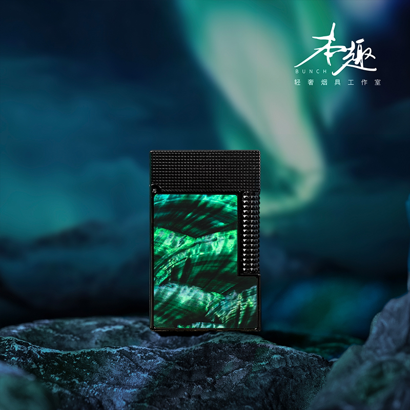 【极光】品牌朗声创意火机按压彩贝钢琴音铜充气侧滑点火单火焰滑盖