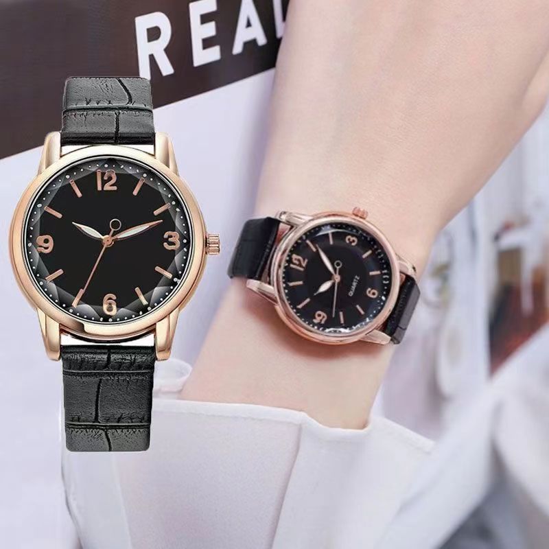 女士石英手表圆盘轻奢典雅气质BDH女士黑色腕表