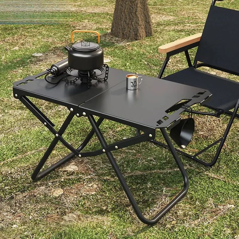 户外露营战术桌便携速开轻量化对折折叠桌IGT多功能碳钢烧烤桌m1