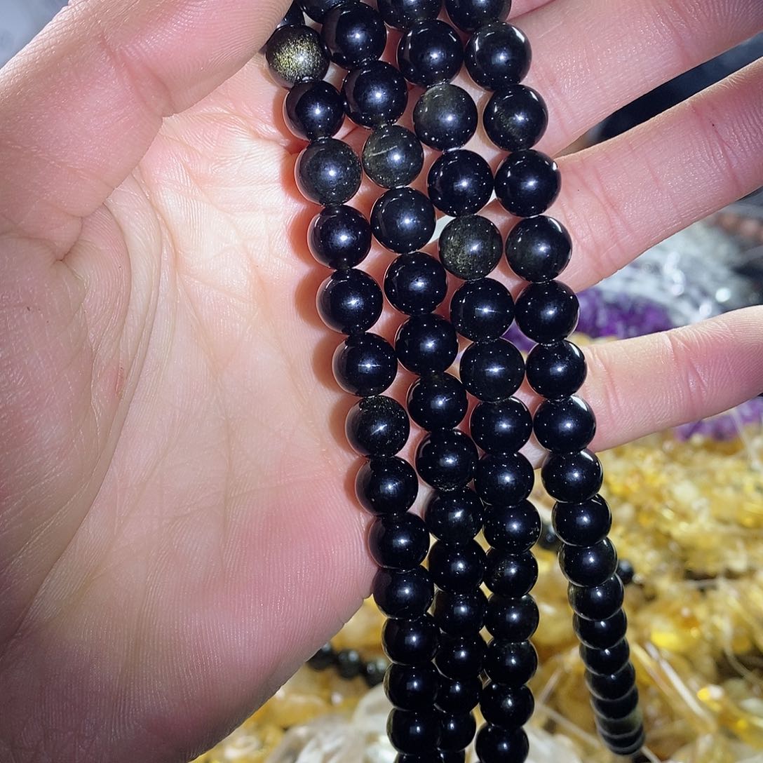 玛瑙/玉髓珠宝半成品未镶嵌一条天然8mm金耀石C.202
