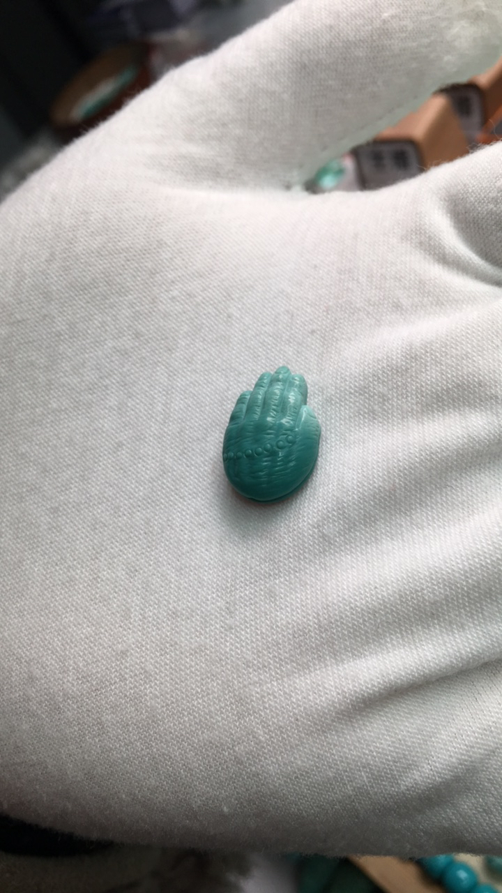 天然原矿绿松石佛手