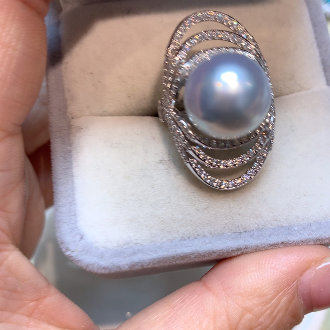 海水珍珠戒指银S925镶嵌