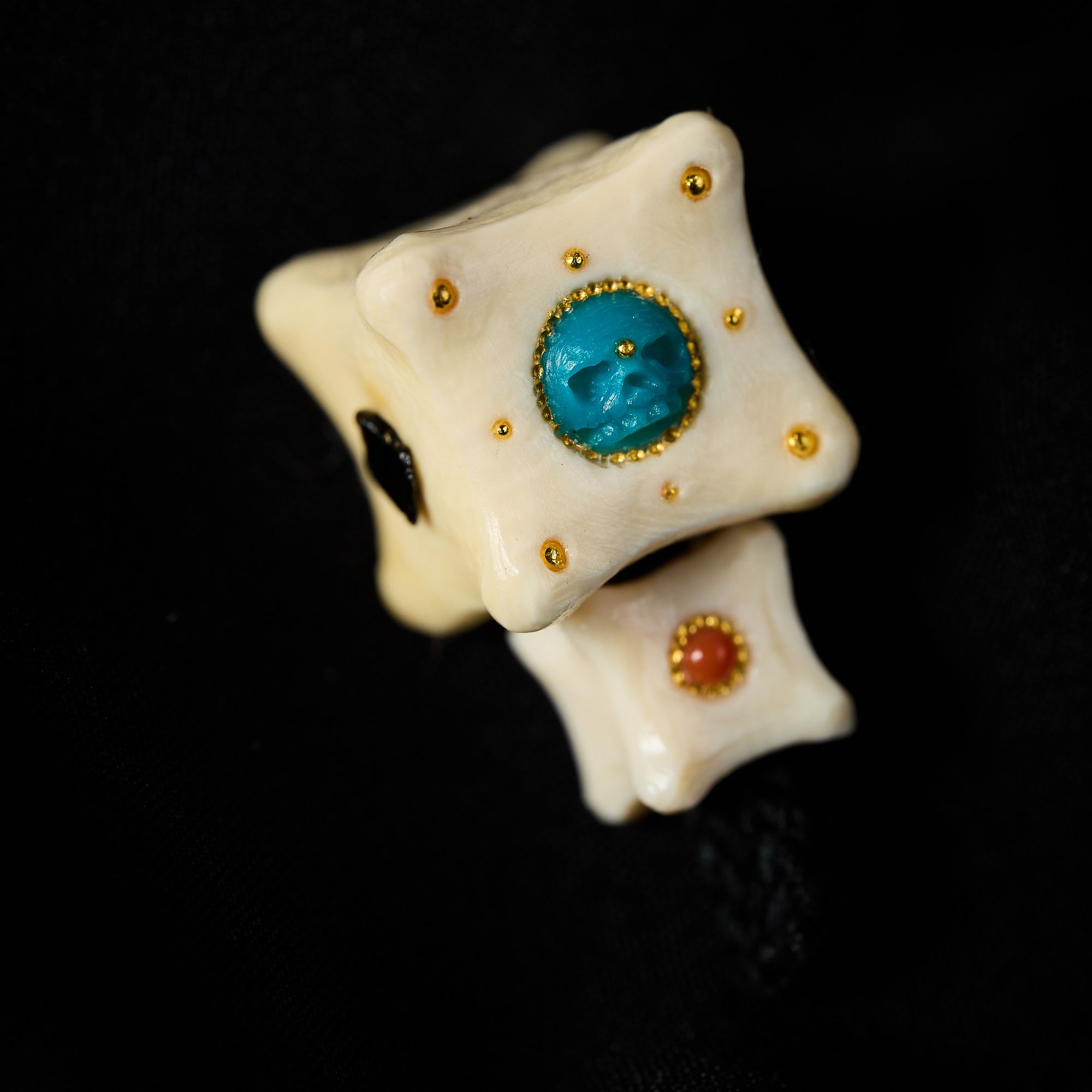 【骷髅星辰】方糖三通猛犸牙精工文玩配饰11.5mm左右