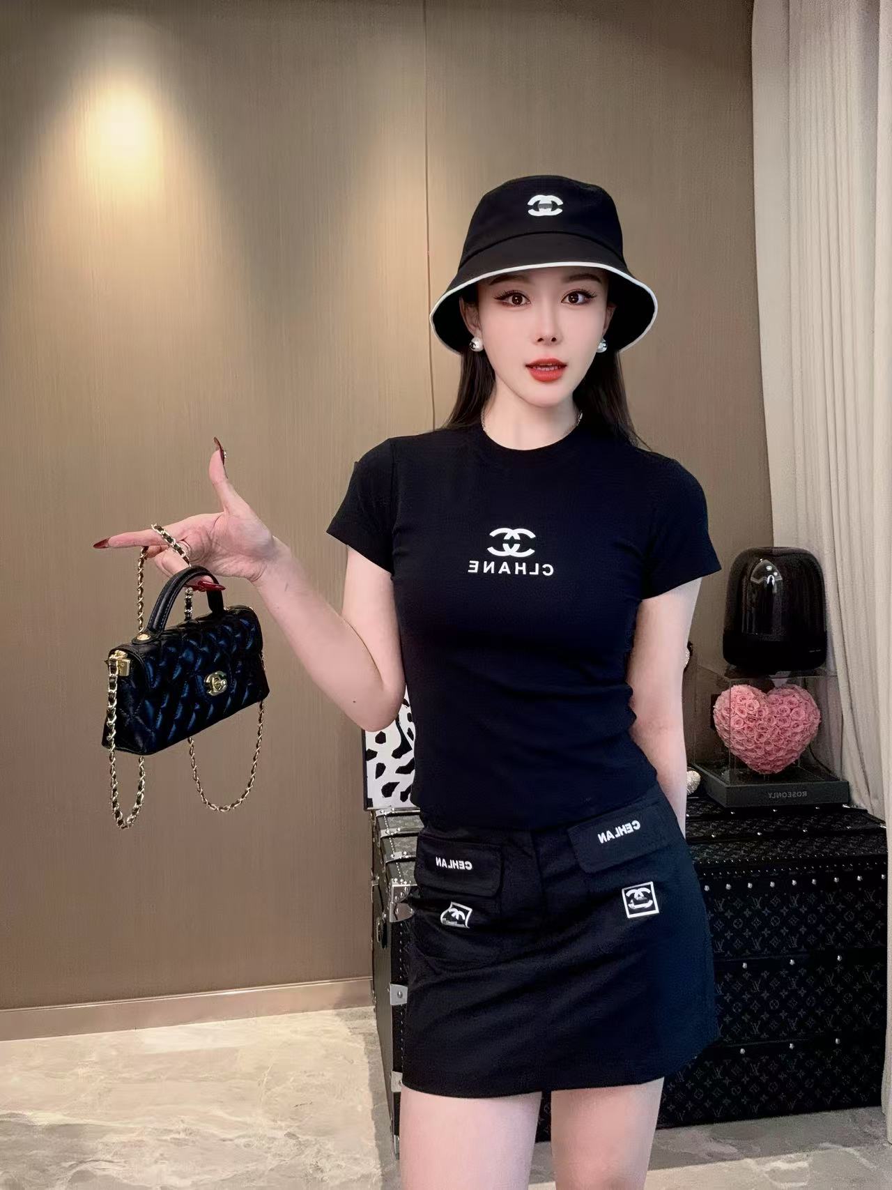 F274 [杋爷潮品]  凑凑黑色半裙