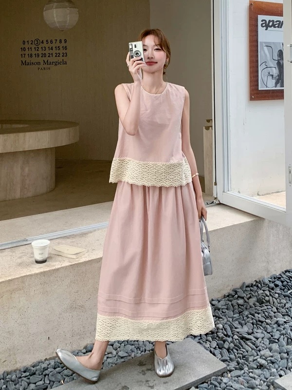 花边亚麻套裙DQ 25151（不退换）